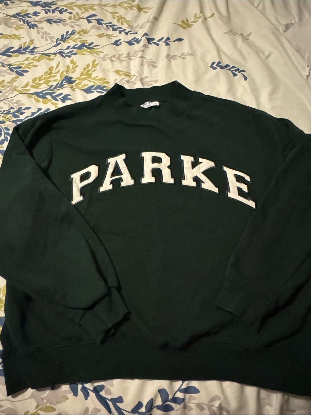 PARKE Forest Green mock neck heritage material back2school collection 2025